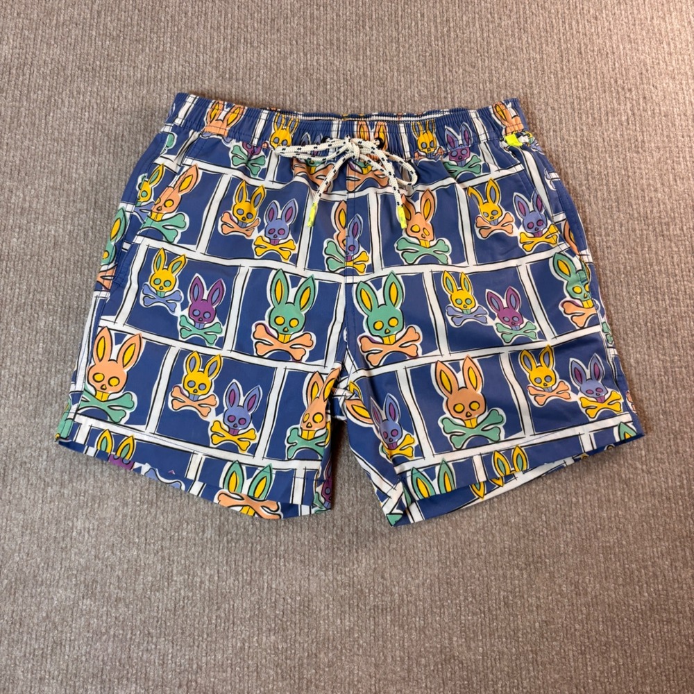 Pyscho Bunny James Bunny in Box Big Swim Trunks Men's Size XS EUC